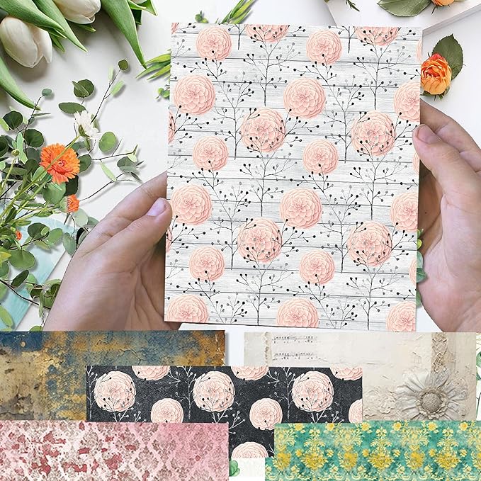 Scrapbook Paper 12x12 inch, 24 Sheets DIY Origami Decorative Craft, Double sided printing, Photo Album Decor Wooden-free Paper for Gift Wrapping Card Making Collage Album Decorative (Black)