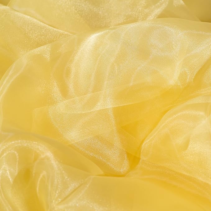 Fynite Sheer Organza Fabric - 2 Yards Long, 44" Wide - Bridal Solid Sheer Organza Bolt for Wedding Dress Fashion Craft Decorations - Gold