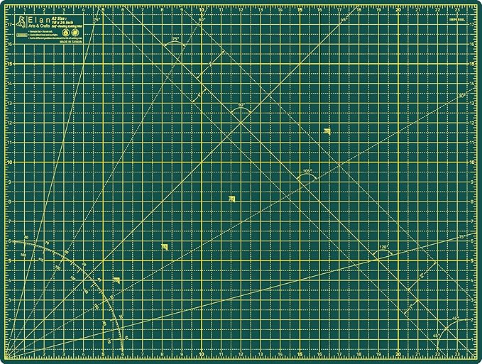 Elan Cutting Mat A2 Green, Self Healing Cutting Mat 18x24 Inch, 5-Ply Craft Board Green, Hobby Board for Crafts 18x24 Inch