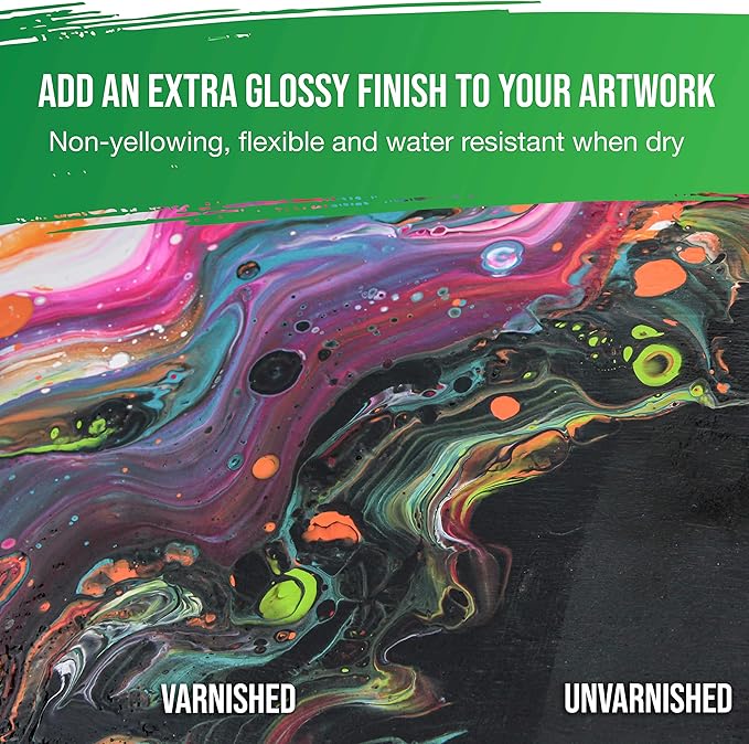 U.S. Art Supply 16 oz High Gloss Varnish for Acrylic Paintings - Clear Protective Finish with UV Protection
