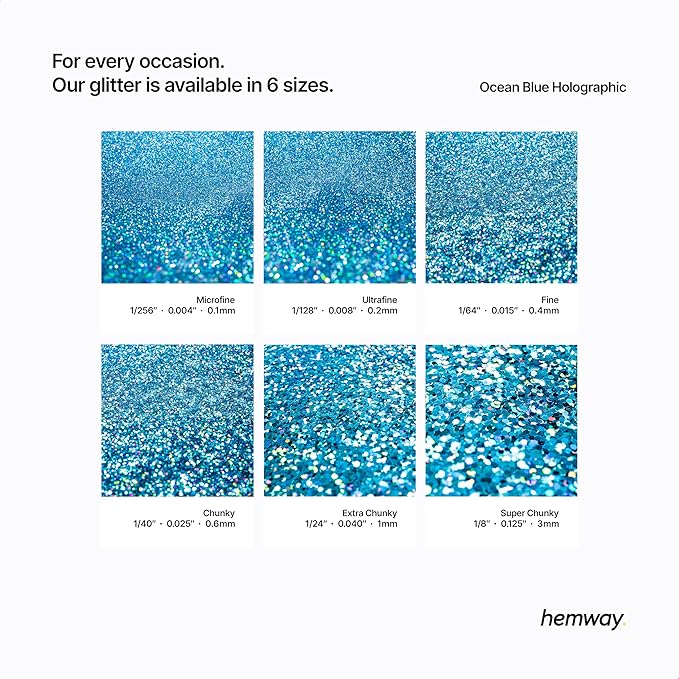 Hemway Polyurethane & Epoxy Resin Glitter 100g / 3.5oz Metallic Crystal Flake Additive for Flooring Jewelry Tumblers Glass Pigment - Microfine (1/256" 0.004" 0.1mm) - Ocean Blue Holographic