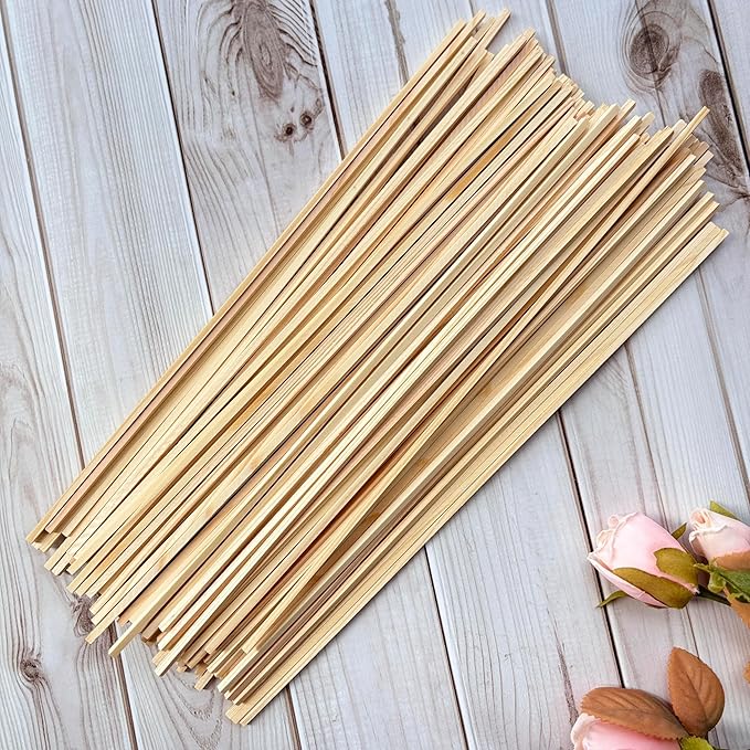 Square Wooden Dowel Rods Wood Sticks for Crafts 1/8"x 12", 100 PCS Square Wood Dowels Wooden Sticks for Crafting, Unfinished Pine Hardwood Sticks for Models Making Miniatures Woodworking Dollhouses
