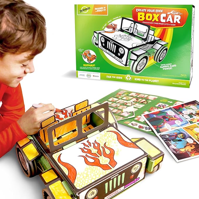 JUNKO Toy Car | Build, Color & Customize – Pull-Back Car | STEM Craft Project Ages 6–10