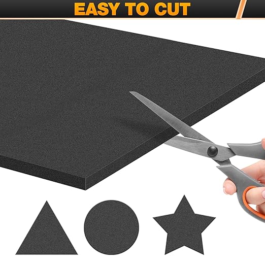 MYFAMIREA 8 PCS Adhesive Foam Padding Sheets Closed Cell Self Adhesive Sticky Foam Pads, 1/8" Thick 4'' x 4'' Neoprene Rubber Sheets Non-Slip Insulation Pads Vibration for Furniture Crafts Cars, Black