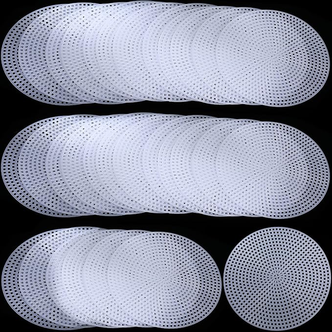 7 Count Circle Plastic Canvas Circles Mesh Sheets White Needlepoint Blank Canvas Plastic Mesh Mat for Needlework Crochet Supplies Embroidery Yarn Crafting Knit(4.5 Inch)