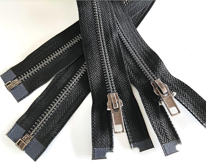 Leekayer 2PCS #5 27 Inch Zipper Black Nickel Teeth Zipper Black Metal Zipper Open End Zipper for Repair Coat Jacket