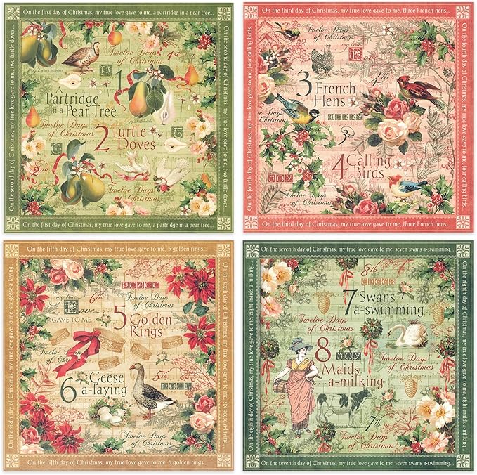 48 Sheets 24 Designs Scrapbook Paper Pad, 6"×6" Single-Sided Decopodge Craft Cardstock Paper,Scrapbooking DIY Decorative Background Cardmaking Supplies.Carols&Datura