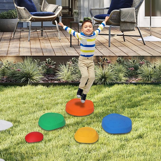 RedSwing Stepping Stones for Kids, 5pcs Non-Slip Fun Sensory Stepping Stones for Toddlers 1-3,Kid Step Stones for Balance & Coordination