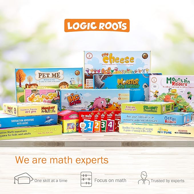 Multiplication and Division Games - Pack of 2, Pet Me and Monster Sock Factory, Math Board Games & STEM Toys for 5-9 Year Olds, Educational Gift for Kids, Homeschoolers, Grade 1 and Up