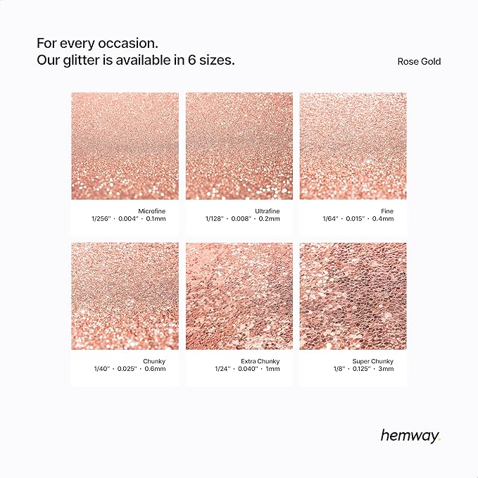 Hemway Polyurethane & Epoxy Resin Glitter 100g / 3.5oz Metallic Crystal Flake Additive for Flooring Jewelry Tumblers Glass Pigment - Microfine (1/256" 0.004" 0.1mm) - Rose Gold
