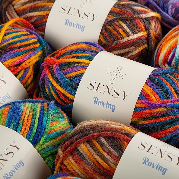 3 Skeins of Sensy Roving Multi Color Yarn, 3.5 oz, 132 Yards, Gauge 5 Bulky (Midnight)