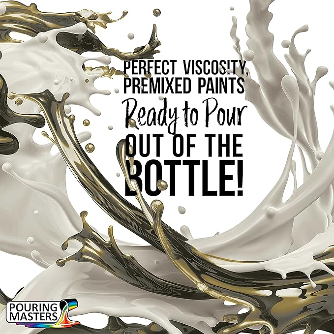 Pouring Masters Gold/Silver Iridescent Special Effects Acrylic Pouring Paint - Premium 8-Ounce Pre-Mixed Fluid Acrylic Paint - Fluid Art Supplies for Canvas, Wood, Paper, Tile & Rocks