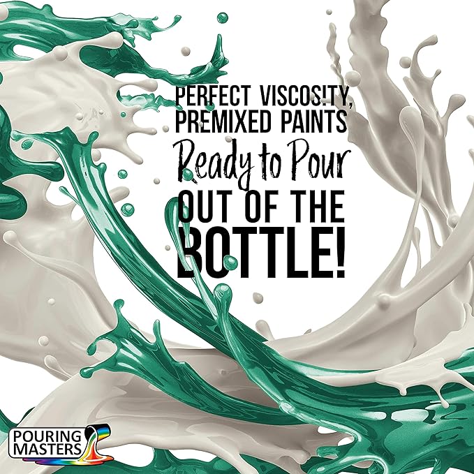 Pouring Masters Aqua Metallic Pearl Ready to Pour Acrylic Pouring Paint - Premium 64-Ounce Pre-Mixed Fluid Acrylic Paint - Fluid Art Supplies for Canvas, Wood, Paper, Tile & Rocks