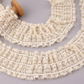 Beige Ruffle Lace Trim 3.55''x3yds Gathered Elastic Lace Ribbon for Sewing Crafts, Apparel Home Decor