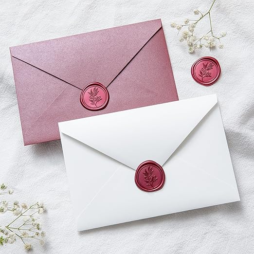 PONATIA Burgundy Wax Seal Stickers - 50 Pcs Self-Adhesive Envelopes Wax Seals for Wedding Invitations, Party Invitations, Gift Wrapping, Wine Bottle Decor