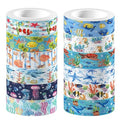 Ocean Washi Tape Set 12 Rolls,Decorative Tape Washi Tape,Tropical Style Sea Animals Ocean Party Decorative Tape Sticker for Scrapbook Journal DIY Art Crafts Gift Wrapping