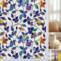 Window Privacy Film Stain Glass Window Film Rainbow Window Film Window clings Non-Adhesive Reusable Decorative for Room (Frosted Stained Leaf, 23.6 x 78.7 in)