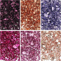 uxcell 6 Colors Crushed Glass Chips, 1-3mm Irregular Glitter Metallic Glass Broken Glasses Pieces with Laser Bag for Craft DIY Vase Epoxy Halloween Decoration 33g, Pink Color Series