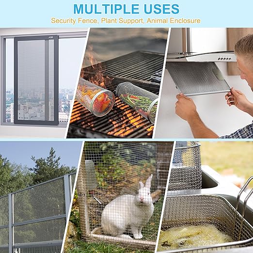 32 Pcs 13x9 (33cmx23cm) 20 Mesh 304 Stainless Steel Wire Mesh Sheet, Rustproof Metal Mesh Sheet Screen for DIY Crafts, Vent Covers, Garden Fencing, Window Protection & Industrial Filters