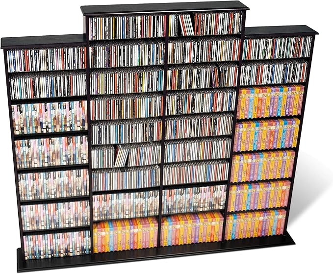 Prepac 4 Column Tall Cabinet Media Storage, 73.5" Wide, Black