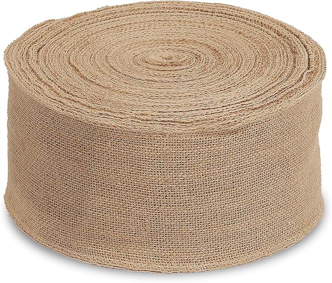 KINJOEK 5 Inch Wide 11 Yards Burlap Ribbon, Natural Jute Fabric Ribbon Crafts Ribbon for Christmas Wedding Gifts Burlap Fabric DIY for Decoration