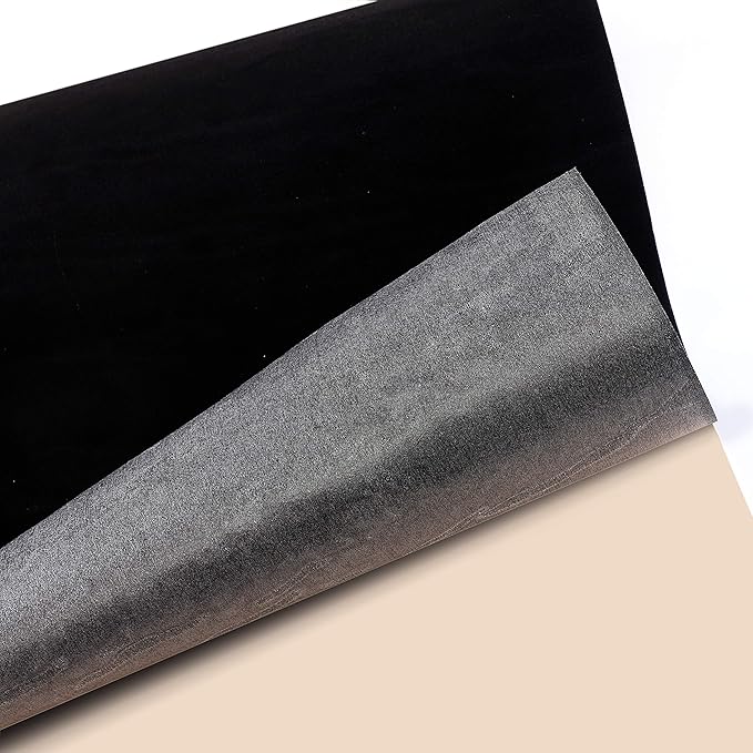 Self Adhesive Sheets, Adhesive DIY Felt Sheets for Art & Crafts, Peel & Stick Drawer/Jewelry Box Liner, Solid Color Felt Wallpaper (14.6" x 39.4", Black) - 2pcs