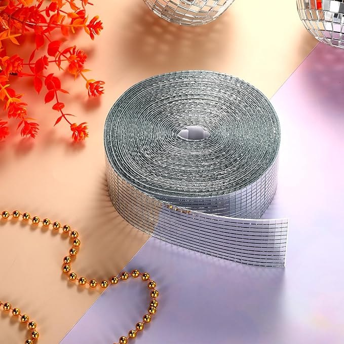 SATINIOR 24000 Pcs Disco Ball Mirror Tiles Self Adhesive for Crafts 5 x 5 mm Small Disco Tape Ball Stickers Square Mosaic Tiles Mirror Pieces for DIY Craft Party Decor