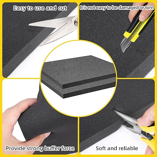 DECOHS 8 Pcs Polyurethane Foam Sheet- 16 x 12 x 1 Inch Cuttable Foam Inserts for Cases- Packing Foam Pads for Toolbox Camera Storage and Crafts