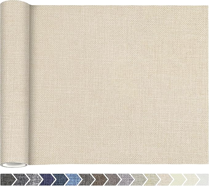 KING MOUNTAIN Coarse Linen Fabric Patches, Self-Adhesive, 12x40 Inch, Multi Color, For Sofa & Clothes Repair