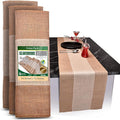 Burlap Table Runners (Pack of 6) – 14”x 72” - No-Fray Finished Edge Burlap Runner – No Odor Farmhouse Style White Stripe on Natural Table Runner - Perfect for Christmas, Wedding, Thanksgiving