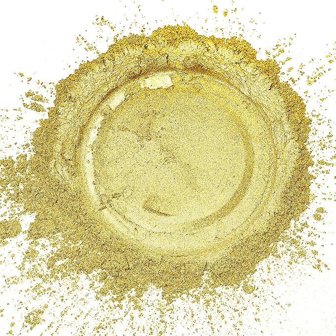 Sun Gold Mica Powder for Epoxy Resin，Natural Shimmer Mica Powder Used for Coloring Resin Artwork, car Spray Paint, Candles, soap, Eye Shadow, Lip Gloss, Nail Polish(50g/1.7oz)