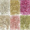 uxcell 6 Colors Crushed Glass Chips, 1-3mm Irregular Glitter Metallic Glass Broken Glasses Pieces with Laser Bag for Craft DIY Vase Epoxy Halloween Decoration 33g Gold Color Series