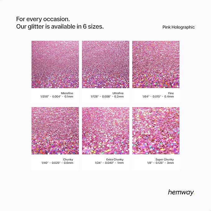 Hemway Polyurethane & Epoxy Resin Glitter 100g / 3.5oz Metallic Crystal Flake Additive for Flooring Jewelry Tumblers Glass Pigment - Fine (1/64" 0.015" 0.4mm) - Rose Pink Holographic