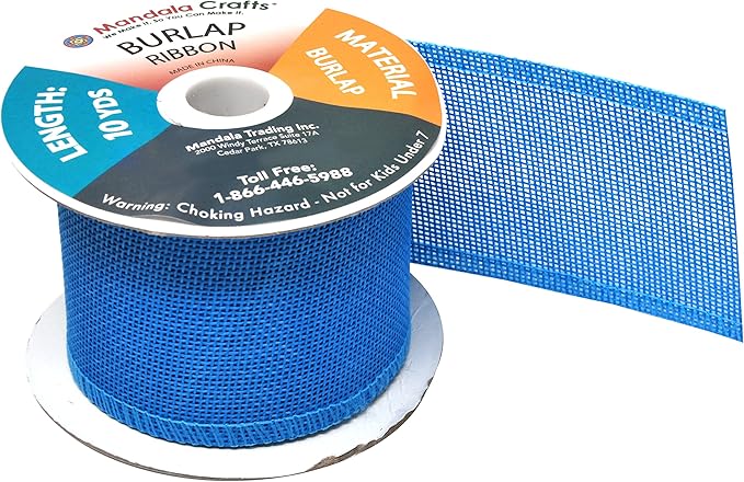 Mandala Crafts Sky Blue Burlap Ribbon 2.5 Inches Wide Jute Ribbons for Crafts - 20 Yds Roll Rustic Burlap Wrap Trim Ribbons for Wreaths Bows Wedding Party Decoration