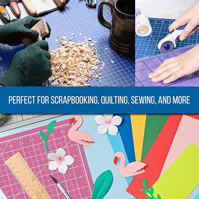 U.S. Art Supply 18" x 24" Self-Healing Cutting Mat 5-Ply (2 Pack) - Double-Sided Pink/Blue Craft Mat, Non-Slip Cutting Mats for Crafts, Sewing, Quilting, Scrapbooking