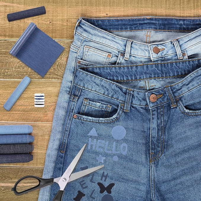 HTVRONT Iron on Patches for Clothing Repair 4 Rolls - Denim Patches for Jeans Kit 4" by 20", 4 Rolls of Iron On Denim Patches for Jeans Inside & Clothing Repair (Black)