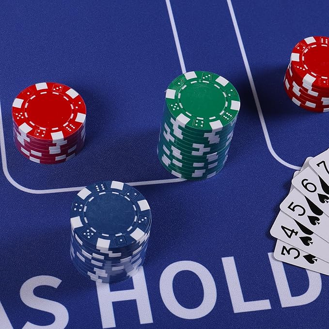 Poker Table Top - Foldable 70" x 35" Texas Hold'em Poker Mat with Non-Slip Backing and Zipper Carrying Bag - Waterproof and Portable Casino Table Topper Card Mat for Home Game Nights Up to 10 Players