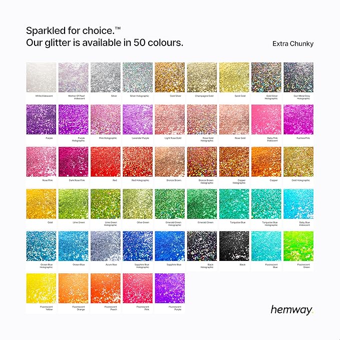 Hemway Polyurethane & Epoxy Resin Glitter 100g / 3.5oz Metallic Crystal Flake Additive for Flooring Jewelry Tumblers Glass Pigment - Extra Chunky (1/24" 0.040" 1mm) - Fluorescent Blue