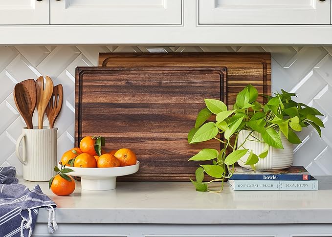 Sonder Los Angeles, Made in USA, Large Thick Edge Grain Walnut Wood Cutting Board with Non-Slip Feet, Juice Groove for Kitchen 20x15x1.5 in (Gift Box Included)