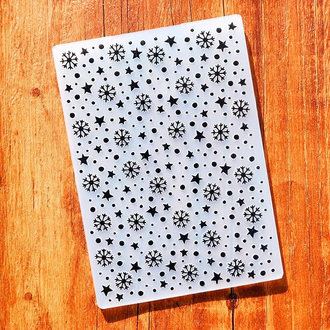 Arbuya Christmas Plastic Embossing Folders for Card Making Snowflakes Background Texture Embossing Folder Template for Scrapbooking Paper Crafting Home Decoration