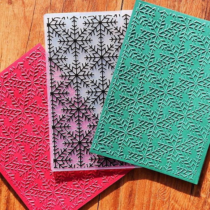 Arbuya Snowflakes Background Plastic Embossing Folders for Card Making Christmas Impression Embossing Folder for Scrapbooking Paper Crafting Home Decoration