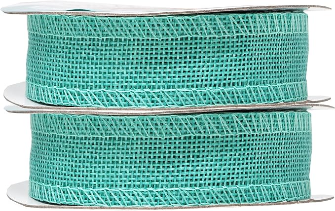Mandala Crafts Turquoise Burlap Ribbon 1 Inch Wide Jute Ribbons for Crafts - 20 Yds Roll Rustic Burlap Wrap Trim Ribbons for Wreaths Bows Wedding Party Decoration
