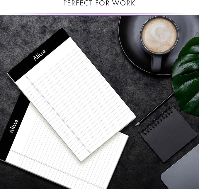 Legal Notepads 5x8, Pack of 6 - Perforated Narrow Ruled Writing Pad - Premium Thick Paper, No Ink Bleeding - Blank Legal Pads For Home, Office, School, Business - 50 Sheets Per Notebook