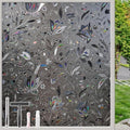 NINETREX Window Privacy Film,Decorative Window Film Frosted,Stained Glass Window Cling,Heat Blocker Non-Adhesive for Home,Grayish Black 17.5 x 157.4inch