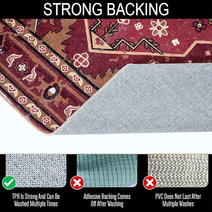 Tribal Rugs Summer Tropical 6x9 Area Rugs Wine Red Traditional Boho Vintage Oriental Rug Carpet for Bedroom Kitchen Dining Living Room Indoor Entryway Washable