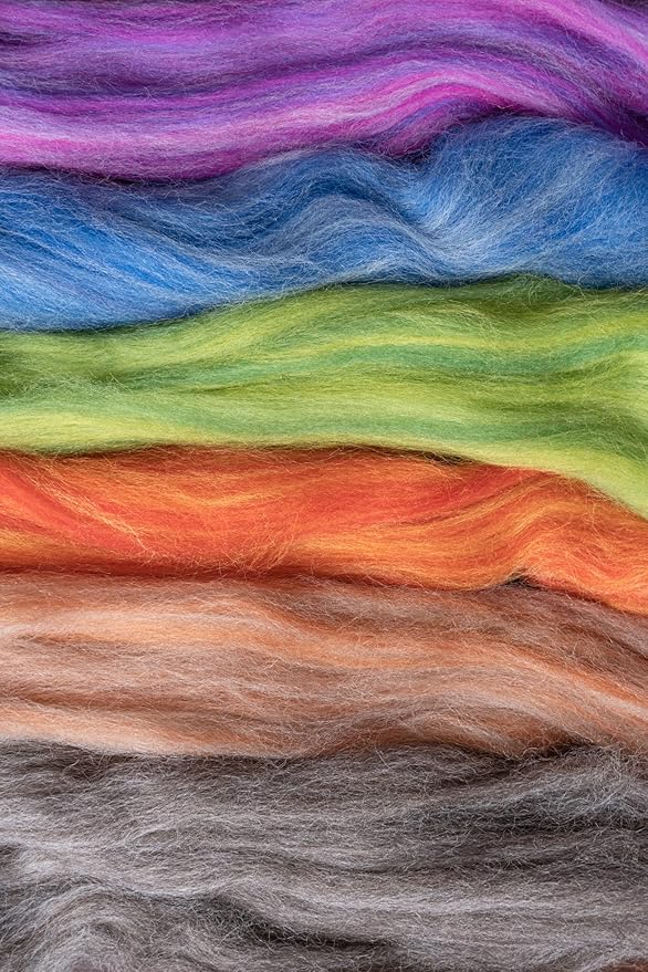 Kondoos Multi Colored Natural Wool roving, 1 lb. Best Wool for Needle Felting, Wet Felting, handcrafts and Spinning. (Terra, 1lb)
