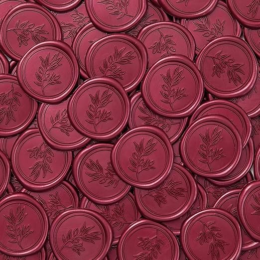 PONATIA Burgundy Wax Seal Stickers - 50 Pcs Self-Adhesive Envelopes Wax Seals for Wedding Invitations, Party Invitations, Gift Wrapping, Wine Bottle Decor