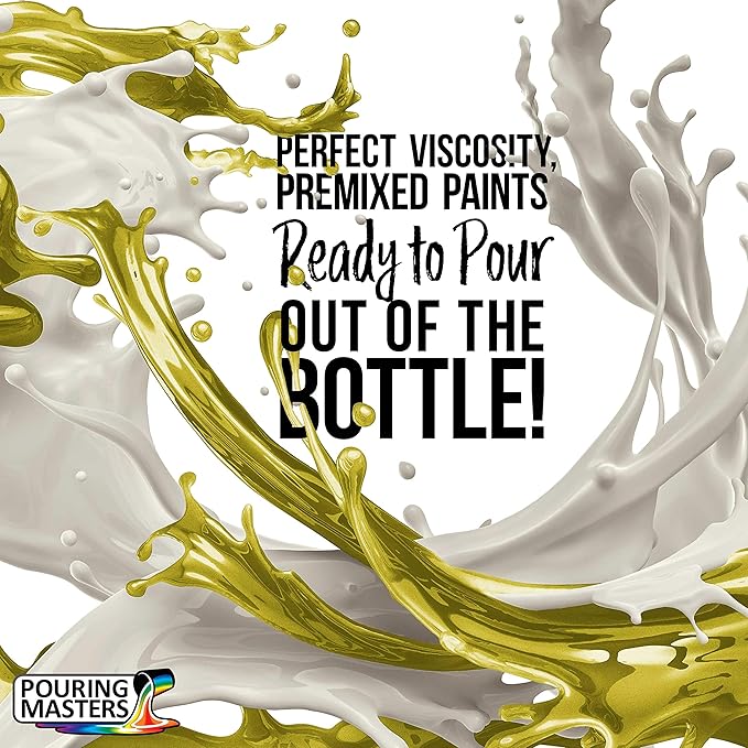 Pouring Masters Lemon Zest Metallic Pearl Ready to Pour Acrylic Pouring Paint - Premium 64-Ounce Pre-Mixed Fluid Acrylic Paint - Fluid Art Supplies for Canvas, Wood, Paper, Tile & Rocks