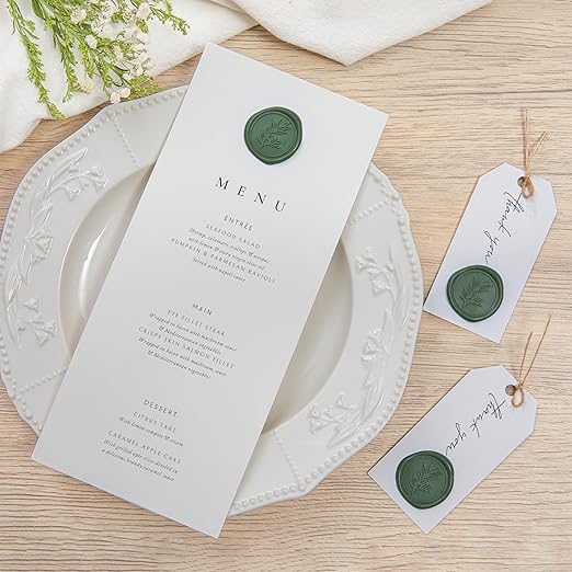 PONATIA Olive Green Wax Seal Stickers - 50 Pcs Self- Adhesive Wedding Envelopes Seal Stickers, Perfect for Invitation, Christmas Cards, Gift Wrapping, Party Menu Décor