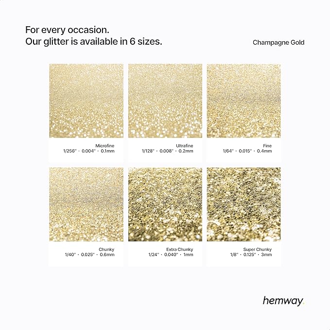 Hemway Glitter for Resin 100g Champagne Gold Metallic Crystals for Epoxy Craft Super Chunky Flakes Tumblers Wax Melt